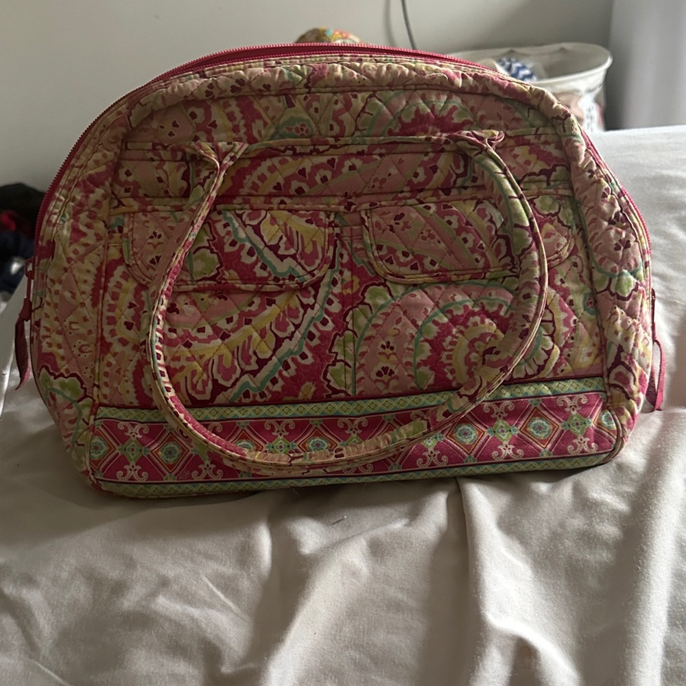 Vera Bradley Pink and Green Paisley Travel Bag